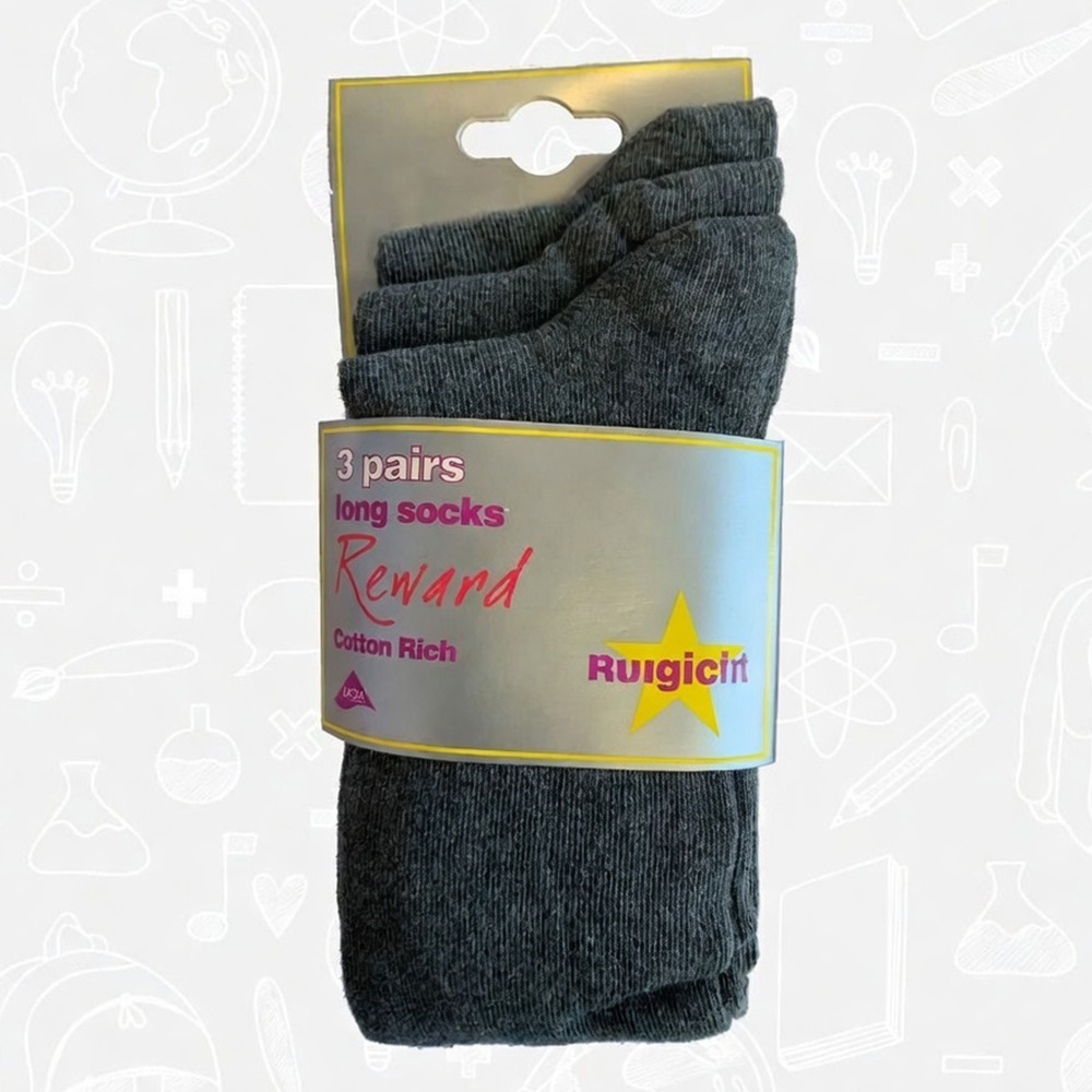 Knee High Socks - Magic Fit : Three in a Pack (Grey)